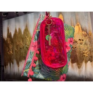 3 piece tropical wet bag,pink jelly bag & zodiac Pisces keychain bag charm lot